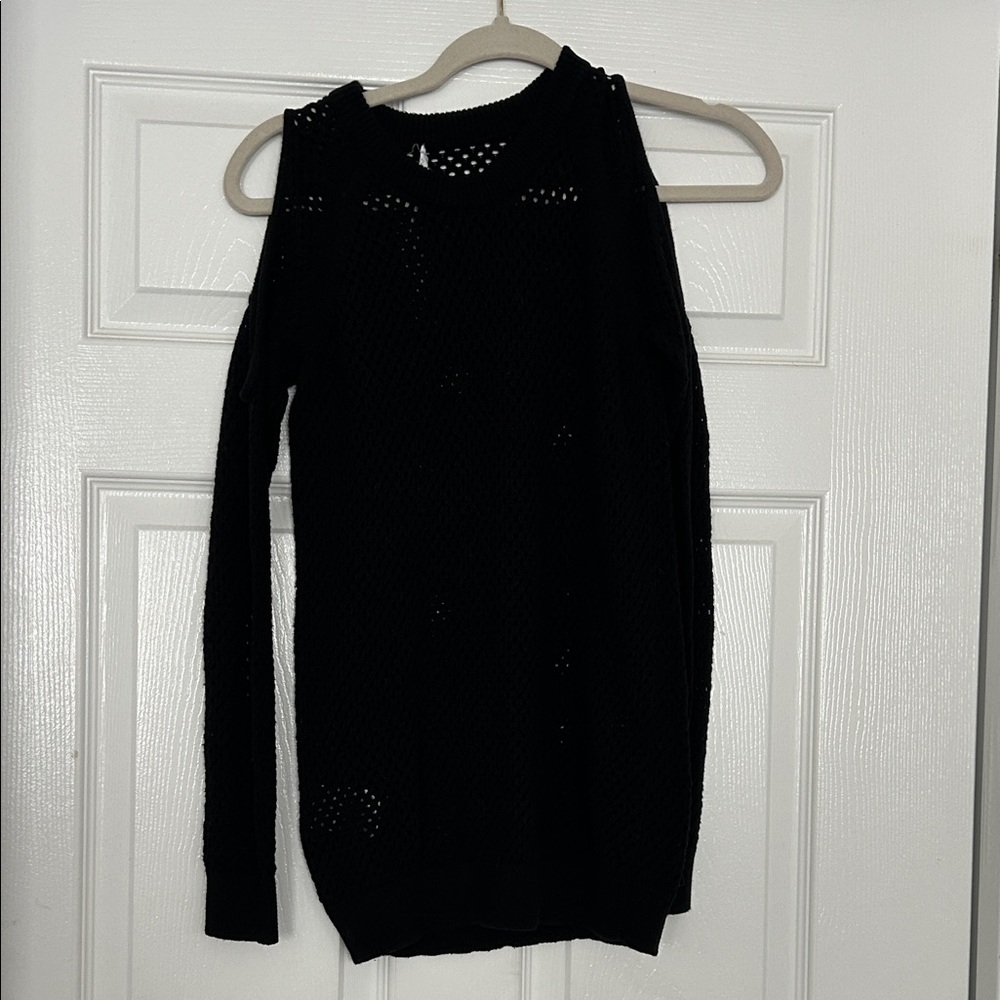 BCBG Black Knit Cold Shoulder Blouse